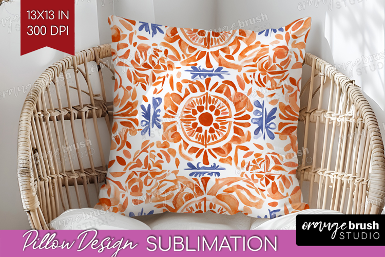 Mediterranean Pillow Sublimation - Italian Tile Pillow Cover
