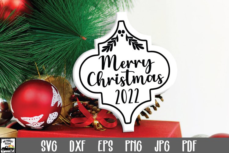 Merry Christmas 2022 SVG - Arabesque Christmas Ornament SVG example image 1