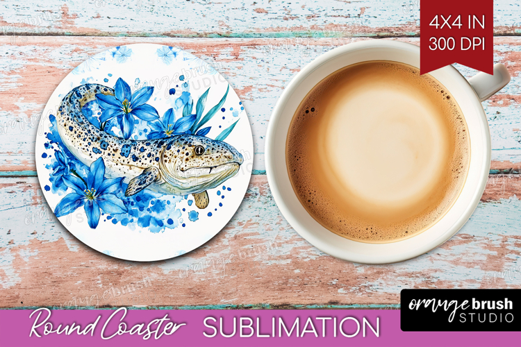 Moray Floral Round Coaster Blue Flowers Coaster PNG