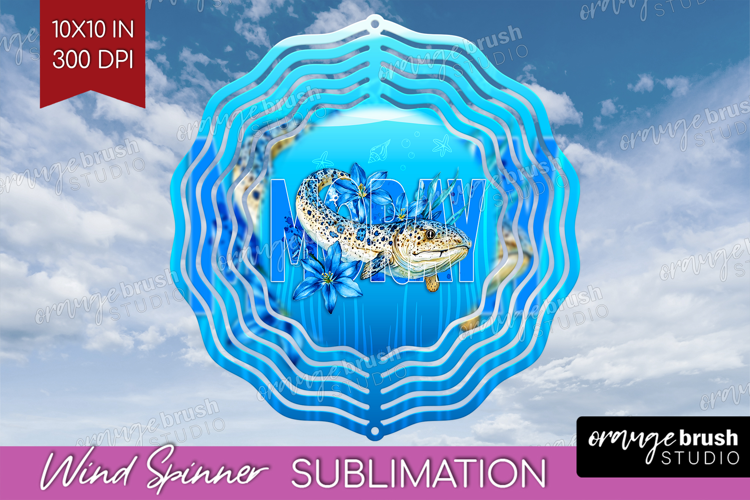 Moray Floral Wind Spinner Sublimation PNG Sea Blue Round
