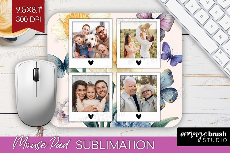Floral Photo Mouse Pad PNG - Sping Flowers Picture Frame Pad