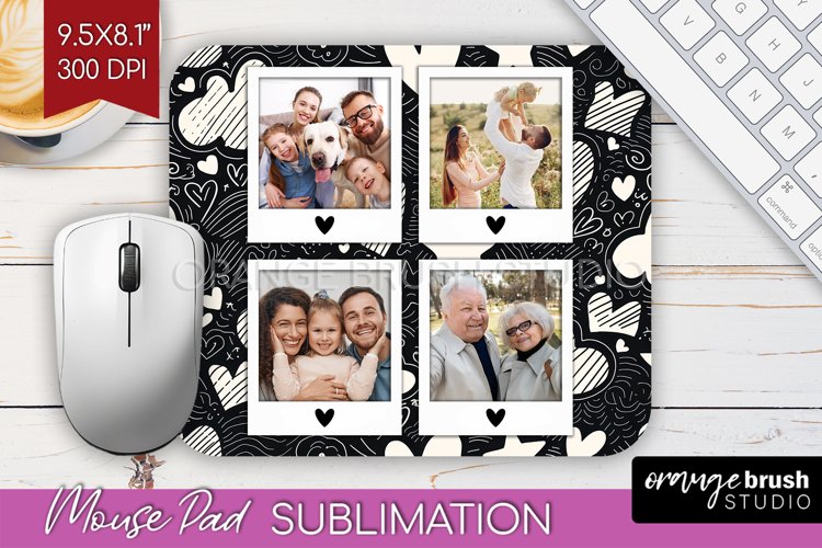 Valentines Day Photo Mouse Pad PNG - Heart Picture Frame Pad