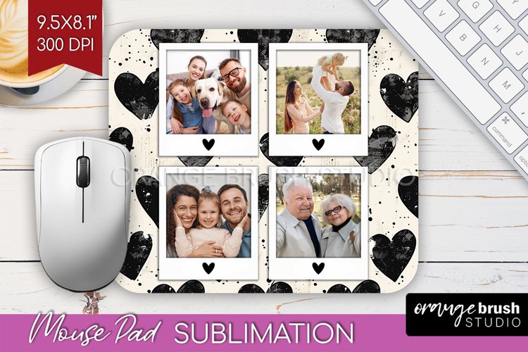 Valentines Day Photo Mouse Pad PNG - Heart Picture Frame Pad
