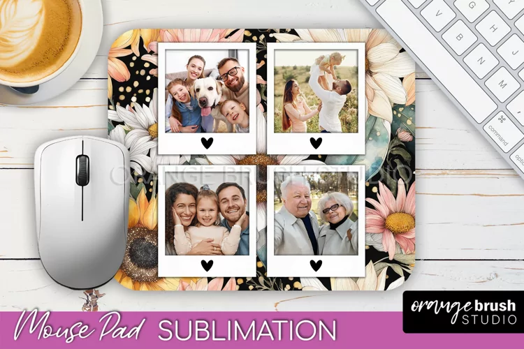 Photo Mouse Pad Sublimation, Floral Mouse Pad Picture Frame