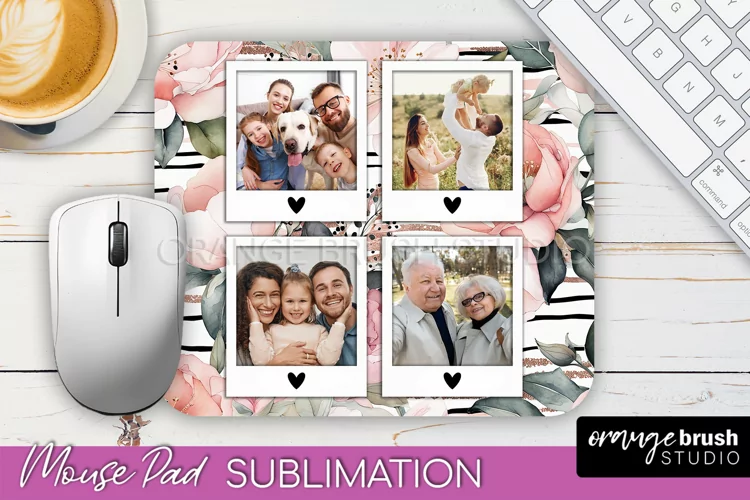 Photo Mouse Pad Sublimation, Floral Mouse Pad Picture Frame