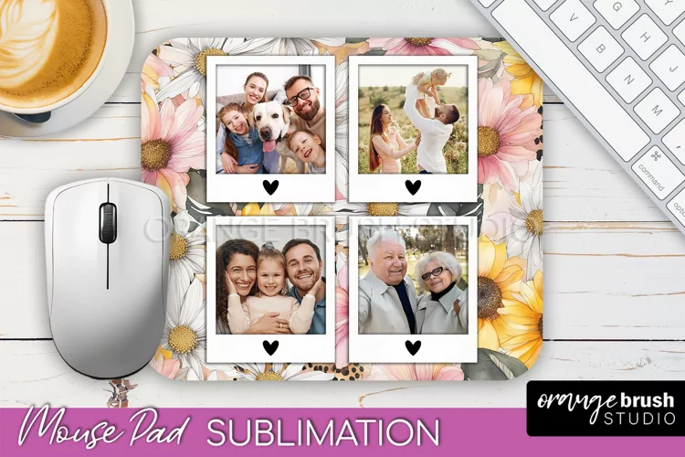Photo Mouse Pad Sublimation, Floral Mouse Pad Picture Frame