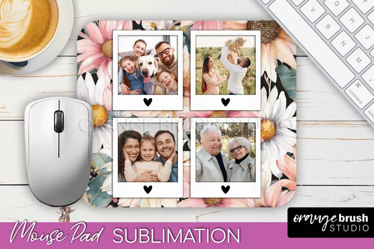 Photo Mouse Pad Sublimation, Floral Mouse Pad Picture Frame