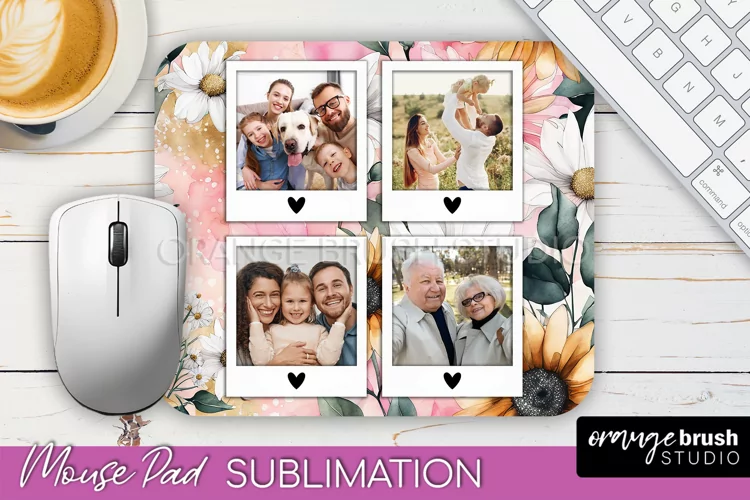 Photo Mouse Pad Sublimation, Floral Mouse Pad Picture Frame