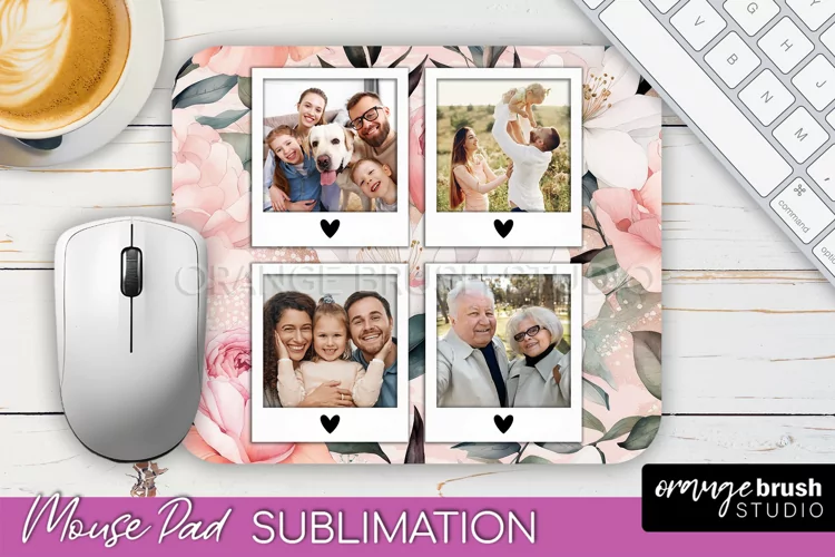 Photo Mouse Pad Sublimation, Floral Mouse Pad Picture Frame