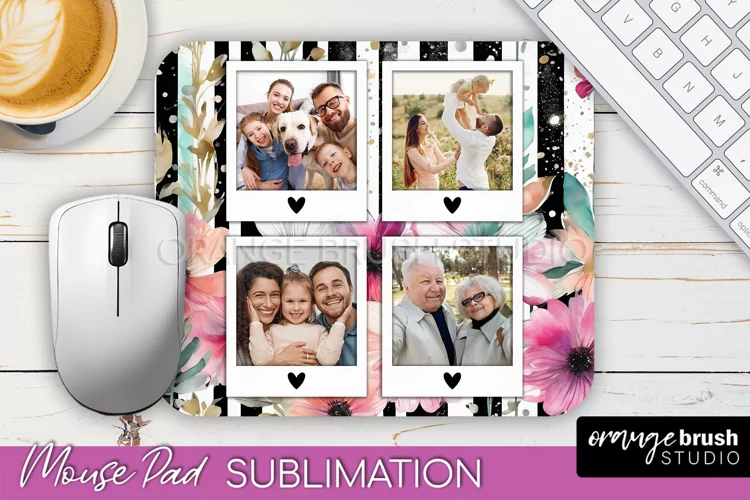 Photo Mouse Pad Sublimation, Floral Mouse Pad Picture Frame