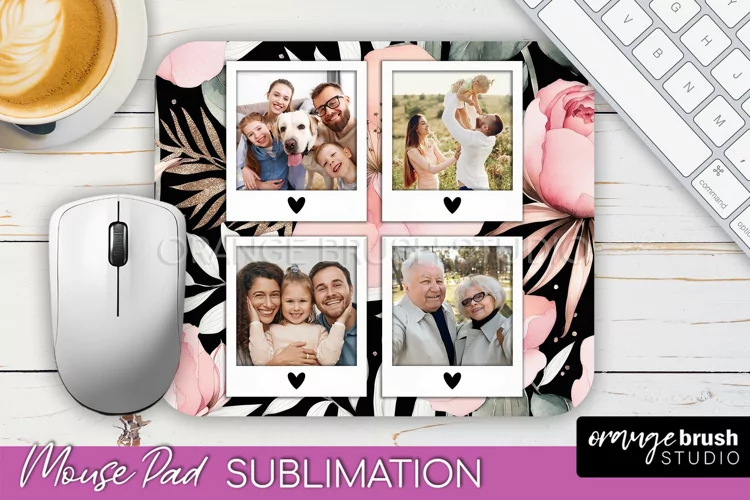 Photo Mouse Pad Sublimation, Floral Mouse Pad Picture Frame