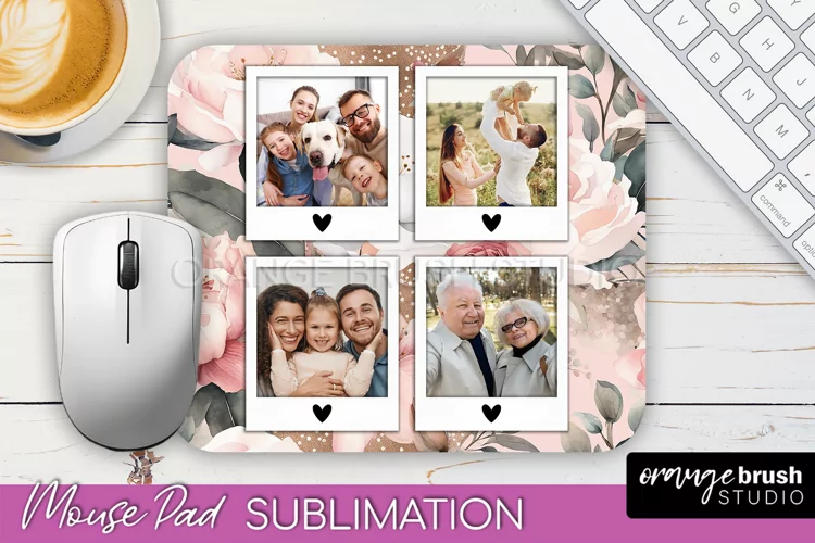 Photo Mouse Pad Sublimation, Floral Mouse Pad Picture Frame