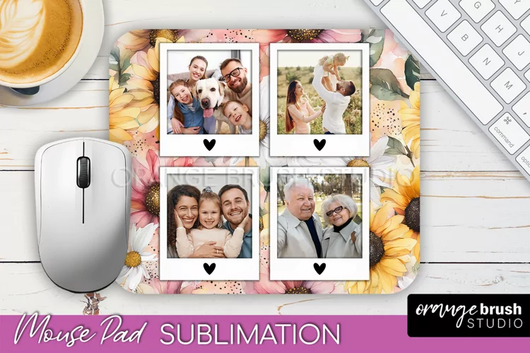 Photo Mouse Pad Sublimation, Floral Mouse Pad Picture Frame