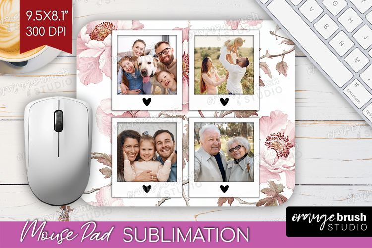 Floral Photo Mouse Pad PNG - Peony Flower Picture Frame Pad