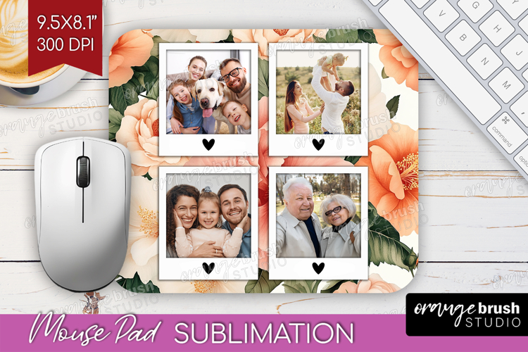 Floral Photo Mouse Pad PNG - Peony Flower Picture Frame Pad