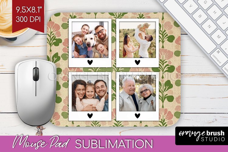 Flowers Photo Mouse Pad PNG - Vintage Floral Picture Frame
