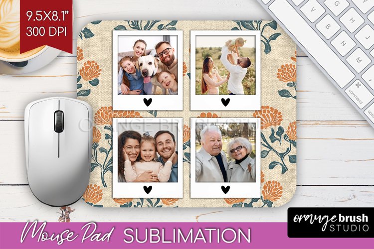Flowers Photo Mouse Pad PNG - Vintage Floral Picture Frame