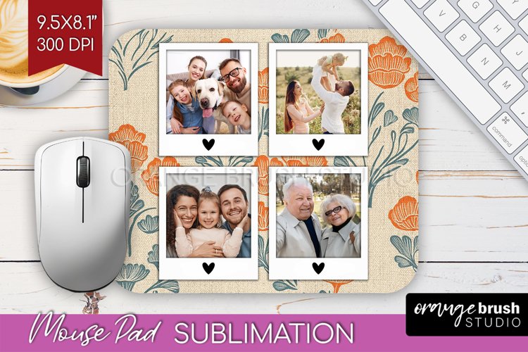 Flowers Photo Mouse Pad PNG - Vintage Floral Picture Frame