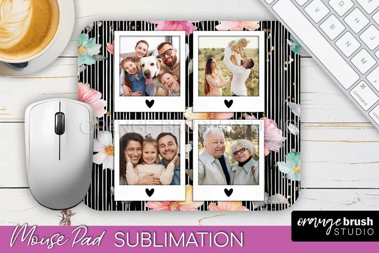 Photo Mouse Pad Sublimation, Floral Mouse Pad Picture Frame