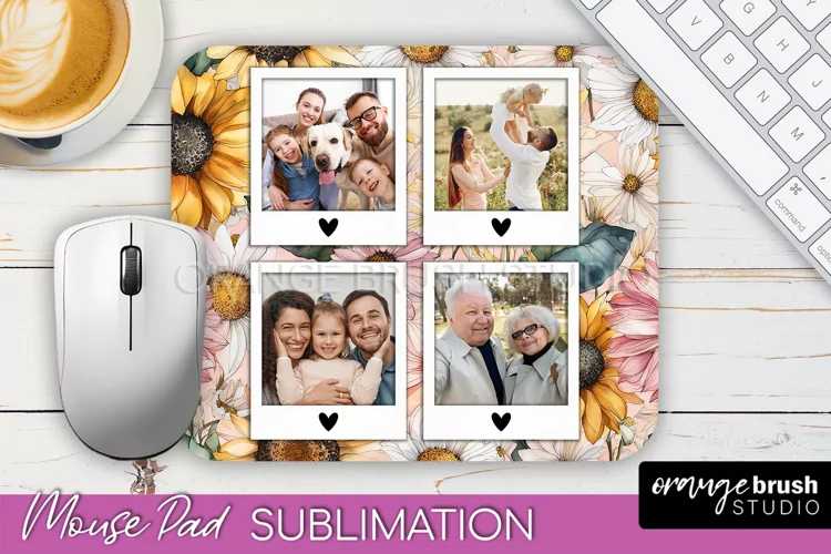 Photo Mouse Pad Sublimation, Floral Mouse Pad Picture Frame