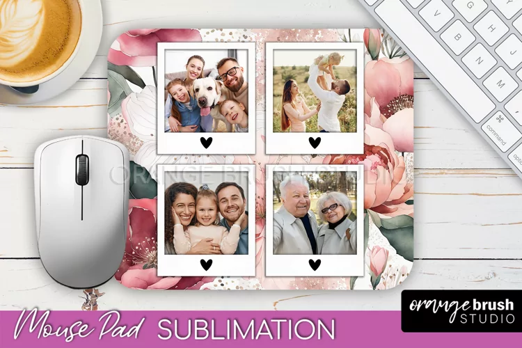 Photo Mouse Pad Sublimation, Floral Mouse Pad Picture Frame