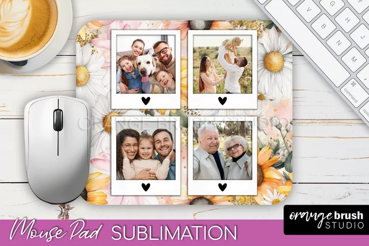 Photo Mouse Pad Sublimation, Floral Mouse Pad Picture Frame