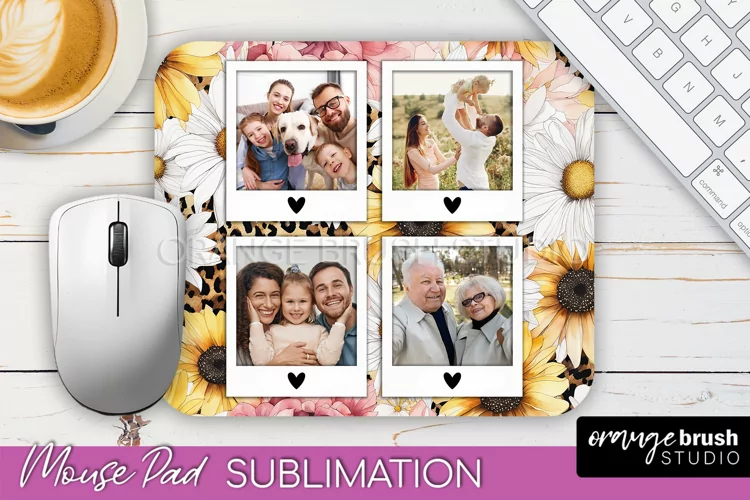 Photo Mouse Pad Sublimation, Floral Mouse Pad Picture Frame