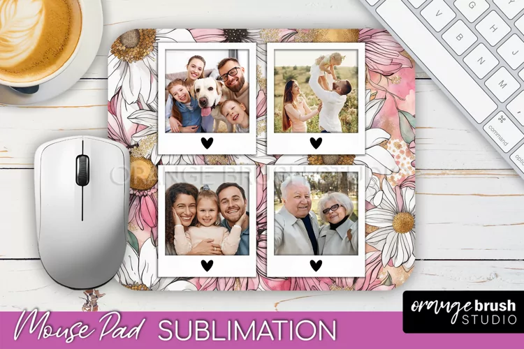 Photo Mouse Pad Sublimation, Floral Mouse Pad Picture Frame