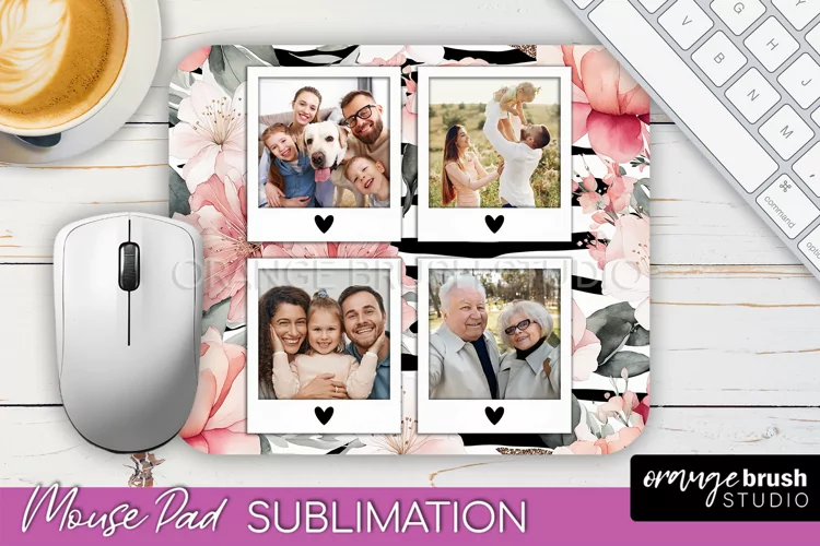 Photo Mouse Pad Sublimation, Floral Mouse Pad Picture Frame