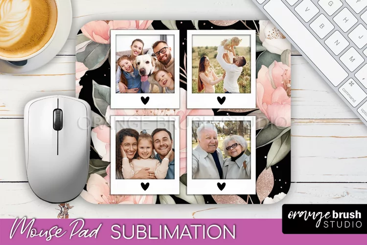 Photo Mouse Pad Sublimation, Floral Mouse Pad Picture Frame