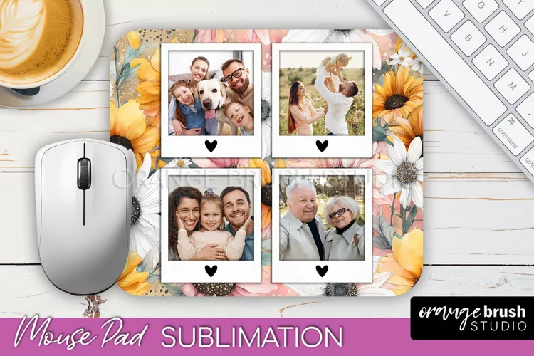 Photo Mouse Pad Sublimation, Floral Mouse Pad Picture Frame