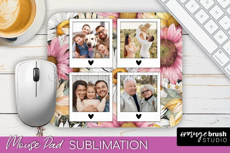 Photo Mouse Pad Sublimation, Floral Mouse Pad Picture Frame