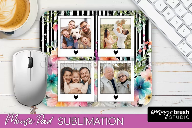 Photo Mouse Pad Sublimation, Floral Mouse Pad Picture Frame