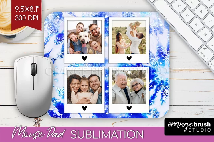 Winter Tie Dye Family Photo Frame Mouse Pad Sublimation