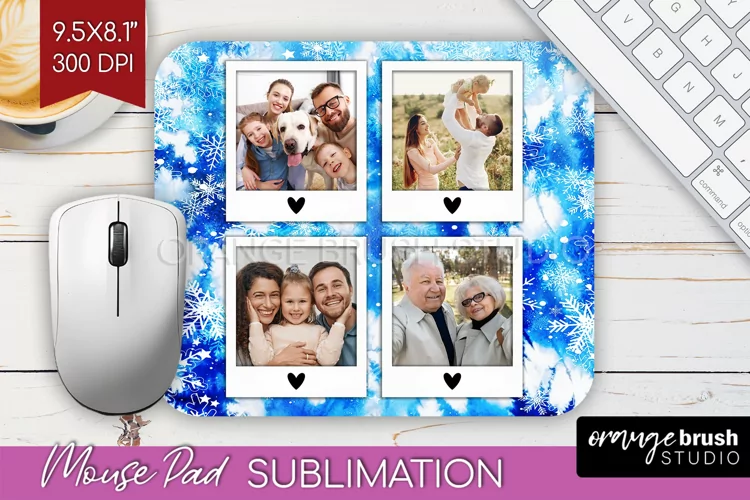 Winter Tie Dye Family Photo Frame Mouse Pad Sublimation
