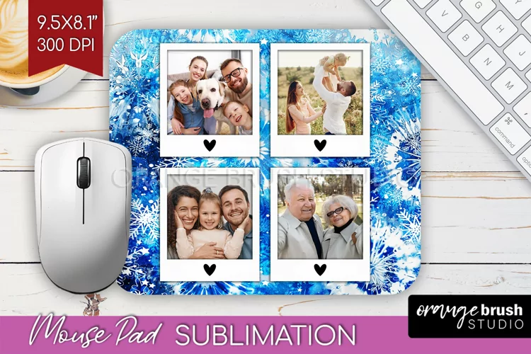Winter Tie Dye Family Photo Frame Mouse Pad Sublimation
