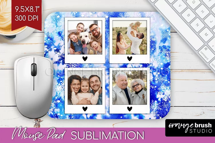 Winter Tie Dye Family Photo Frame Mouse Pad Sublimation