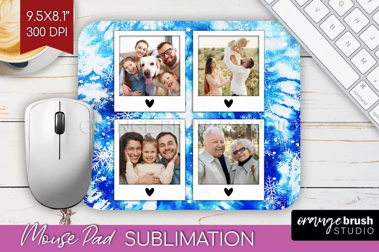 Winter Tie Dye Family Photo Frame Mouse Pad Sublimation