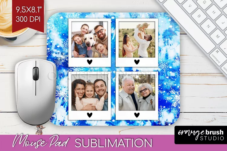 Winter Tie Dye Family Photo Frame Mouse Pad Sublimation