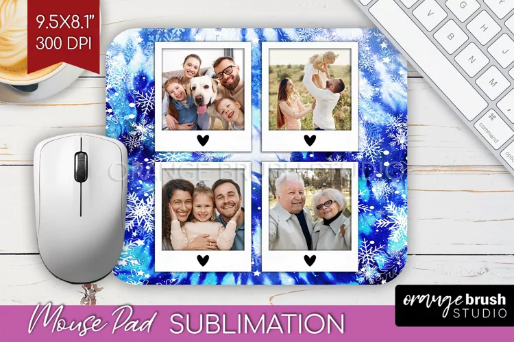 Winter Tie Dye Family Photo Frame Mouse Pad Sublimation