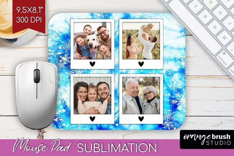 Winter Tie Dye Family Photo Frame Mouse Pad Sublimation