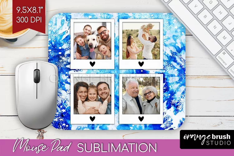 Winter Tie Dye Family Photo Frame Mouse Pad Sublimation