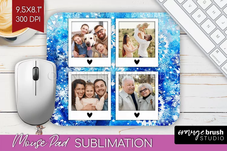 Winter Tie Dye Family Photo Frame Mouse Pad Sublimation