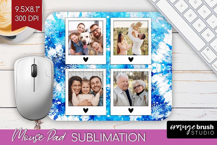 Winter Tie Dye Family Photo Frame Mouse Pad Sublimation example image 1