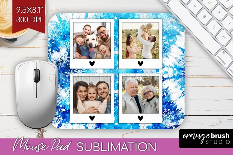 Winter Tie Dye Family Photo Frame Mouse Pad Sublimation