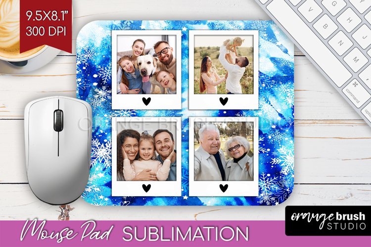 Winter Tie Dye Family Photo Frame Mouse Pad Sublimation example image 1