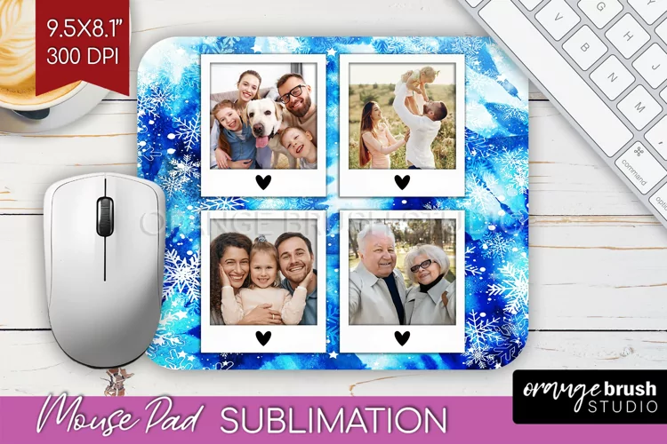 Winter Tie Dye Family Photo Frame Mouse Pad Sublimation