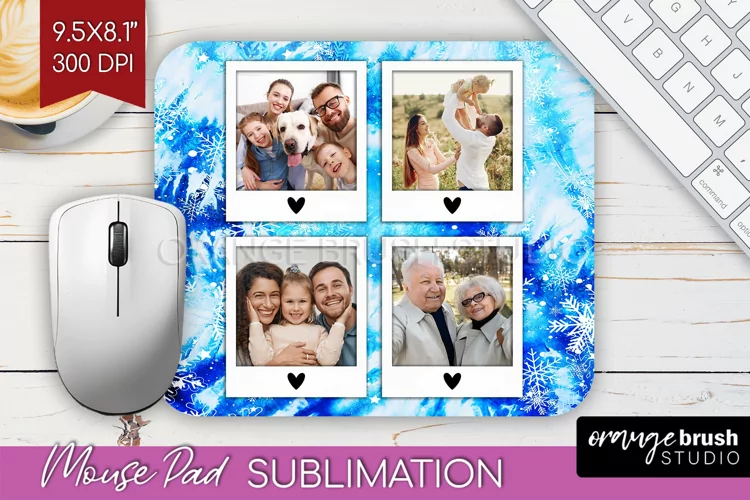 Winter Tie Dye Family Photo Frame Mouse Pad Sublimation