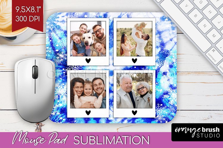 Winter Tie Dye Family Photo Frame Mouse Pad Sublimation example image 1