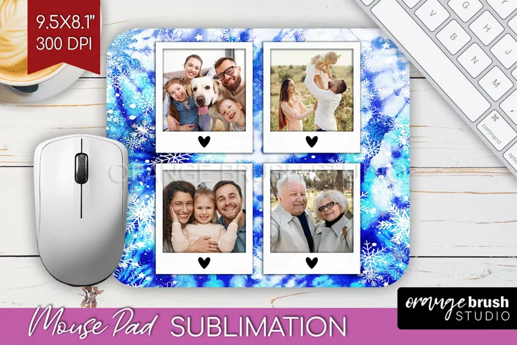 Winter Tie Dye Family Photo Frame Mouse Pad Sublimation